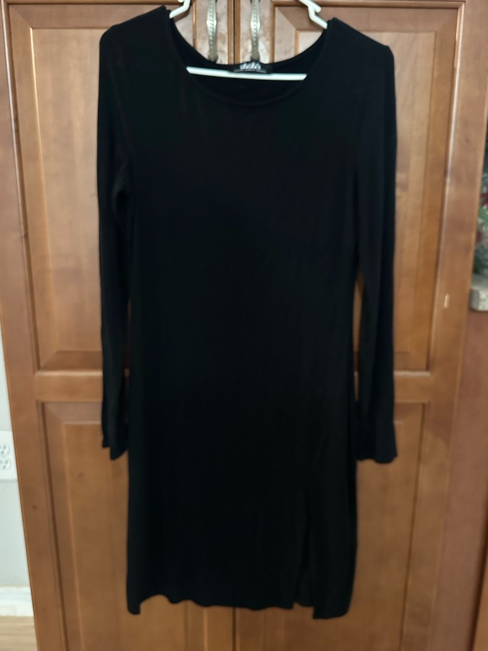 Lulu's Black Long Sleeve Crewneck Dress
